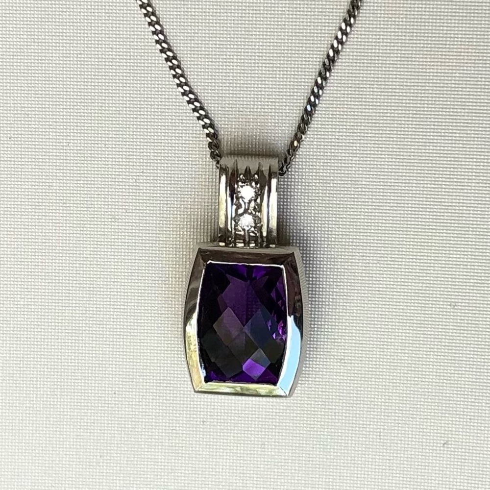 Siffari Amethyst Necklace 14K White Gold